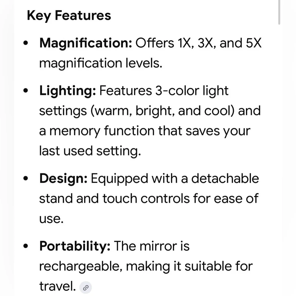NIB Franco Vanity Tri-Fold LED Makeup Mirror with Magnification